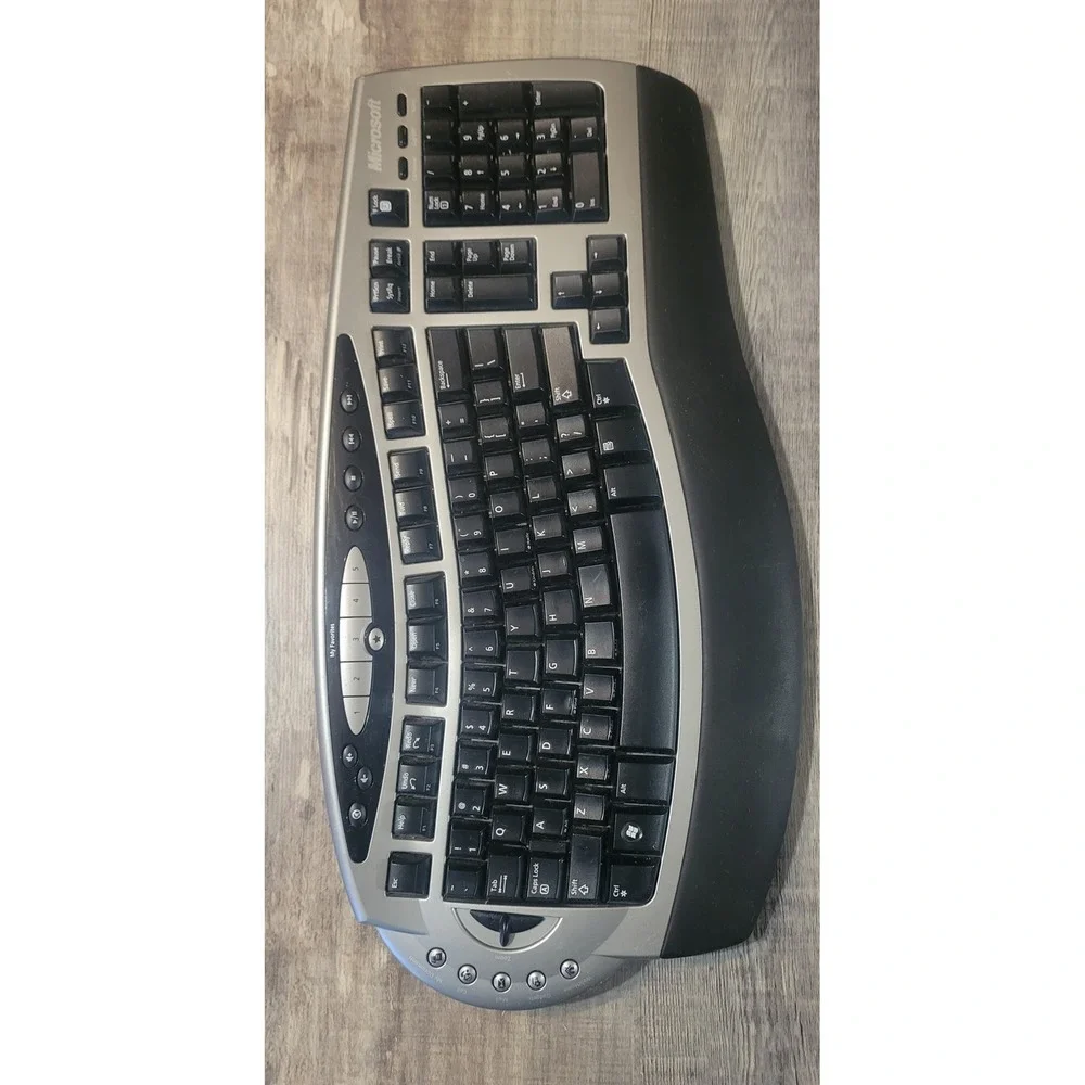 Microsoft Wireless Comfort Keyboard 4000 Model 1045 Ergonomic Silver Black